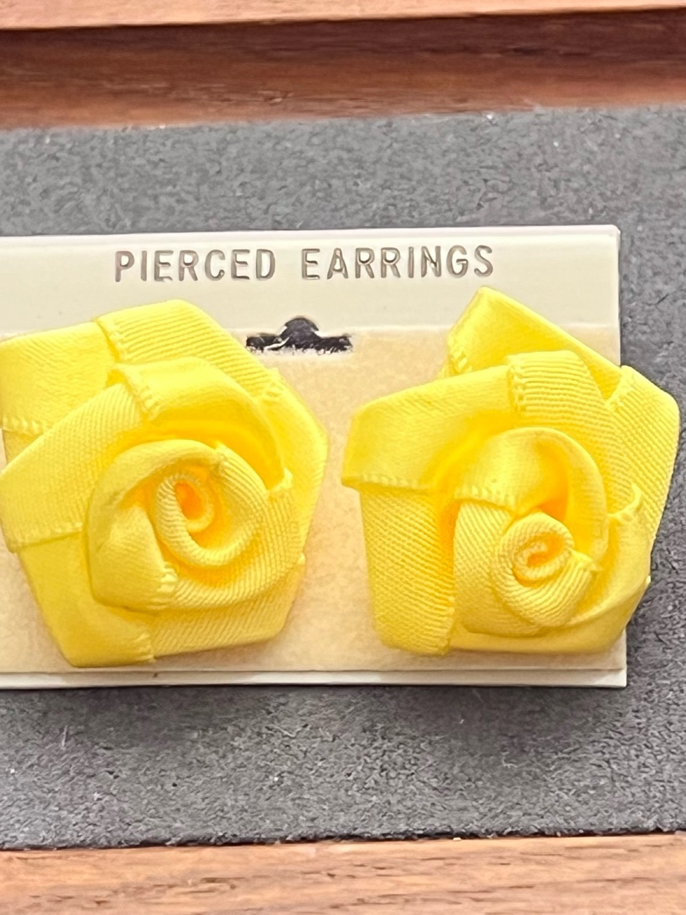 Yellow Rose Stud Earrings - Floral Pierced Earring Set